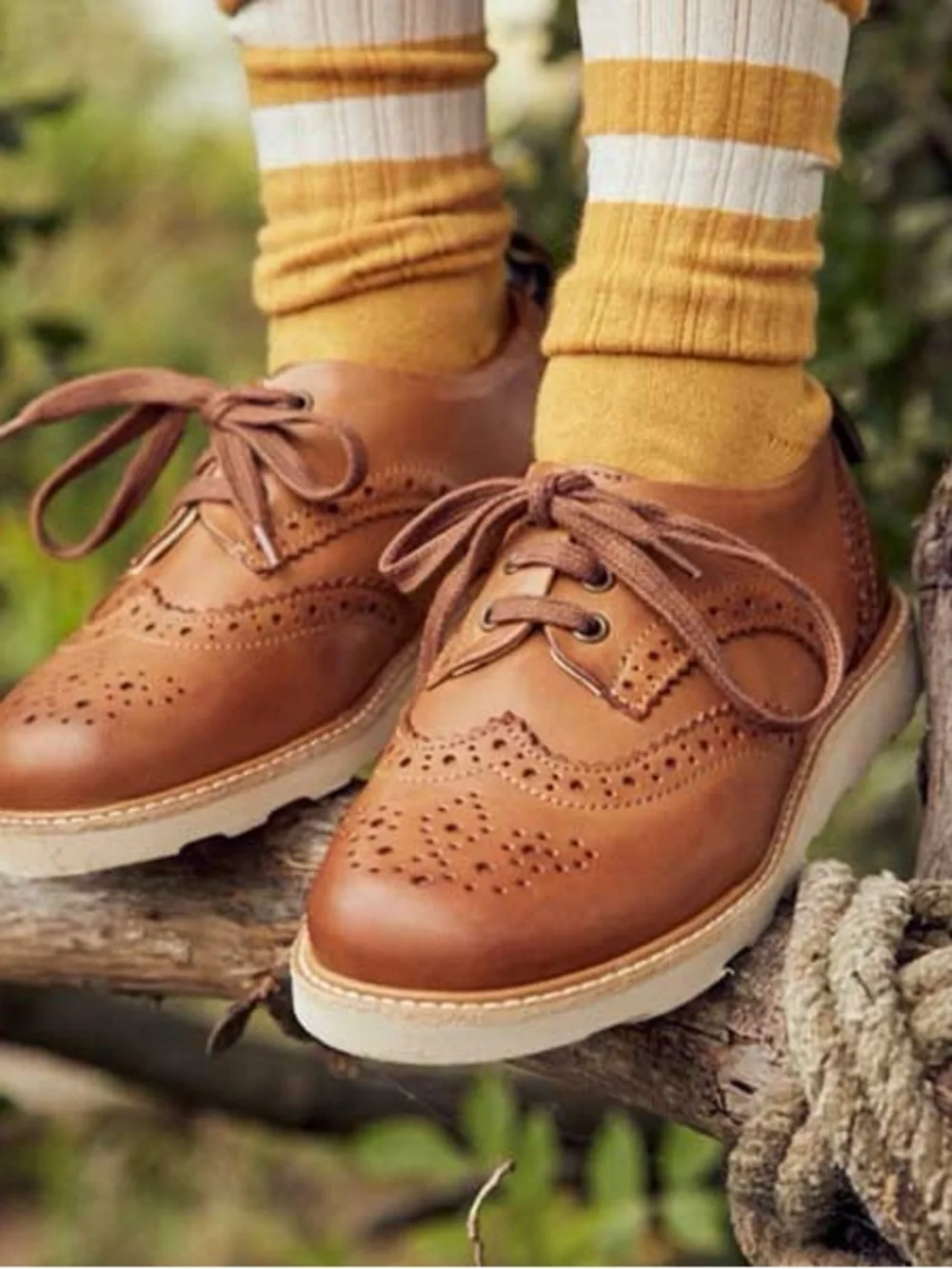 Brando Brogue Kids Shoe Tan Burnished Leather